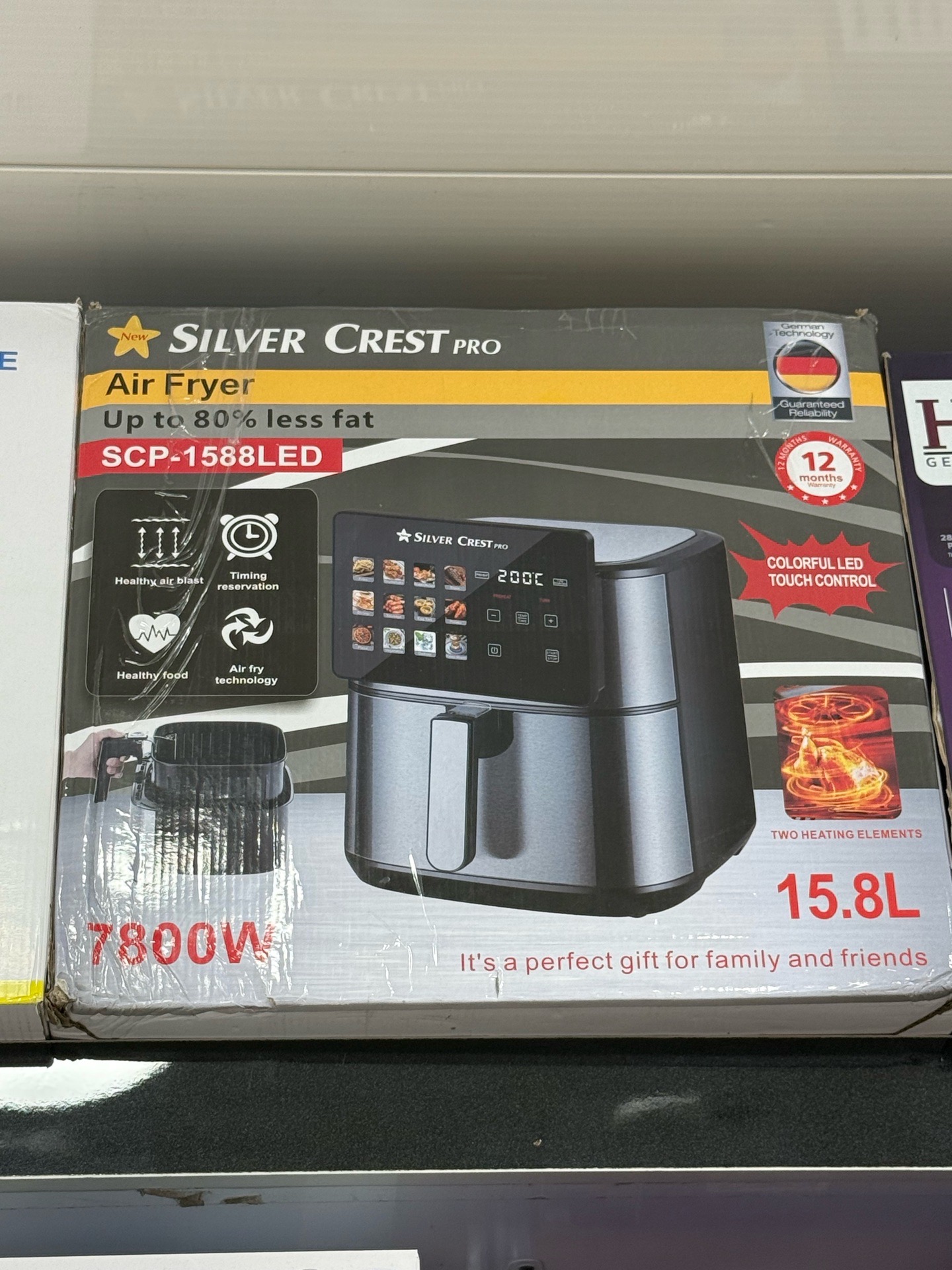 سرخکن بدون روغن سیلور کرست 15.8 لیتردو المنت نمایشگر مانیتوری با سبد جداشونده مدل SCP-1588LED